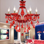 Crimson Crystal Chandelier in Modern Living Room Style