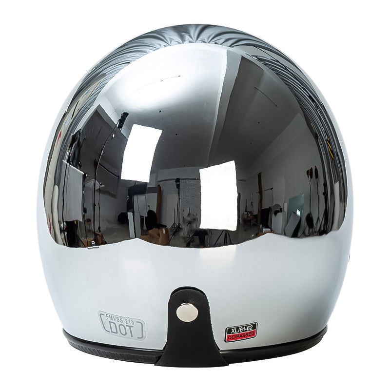 NovaRidge Silver 3/4 Helmet | DOT and ECE Certified, Retro