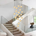 AuroraNova Glass Ball Staircase Chandelier for Stairs
