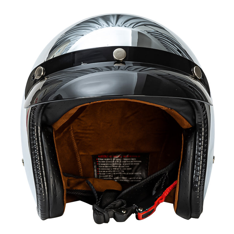NovaRidge Silver 3/4 Helmet | DOT and ECE Certified, Retro