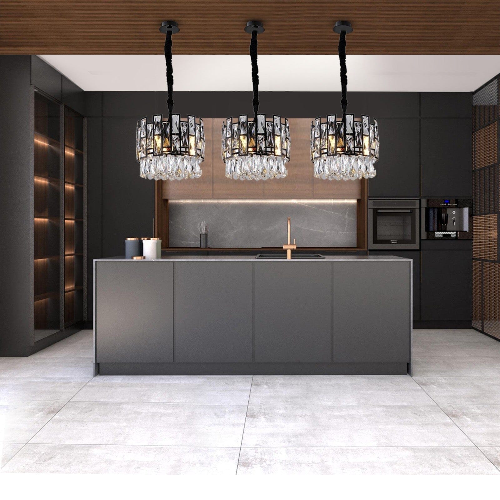 Lunara Crystal Pendant Light with Stainless Steel and LED