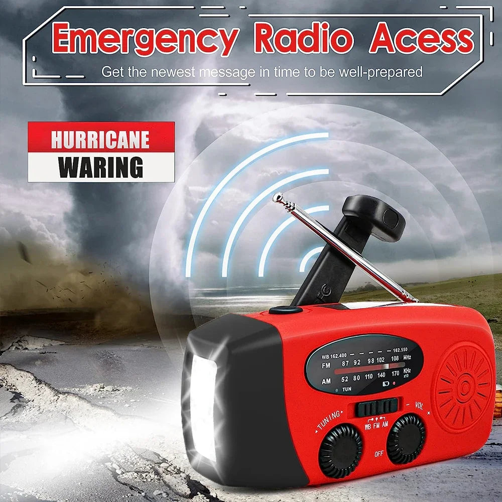 AeroVault Wind Up Radio with Solar Power Bank and Flashlight