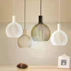Nordic Wood Cage Pendant Light with Adjustable Cord
