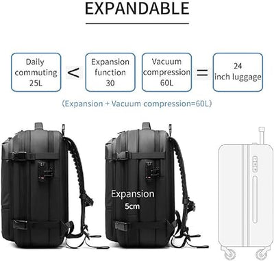 AstraVoyage 60L Expandable Backpack with Wet Dry Storage