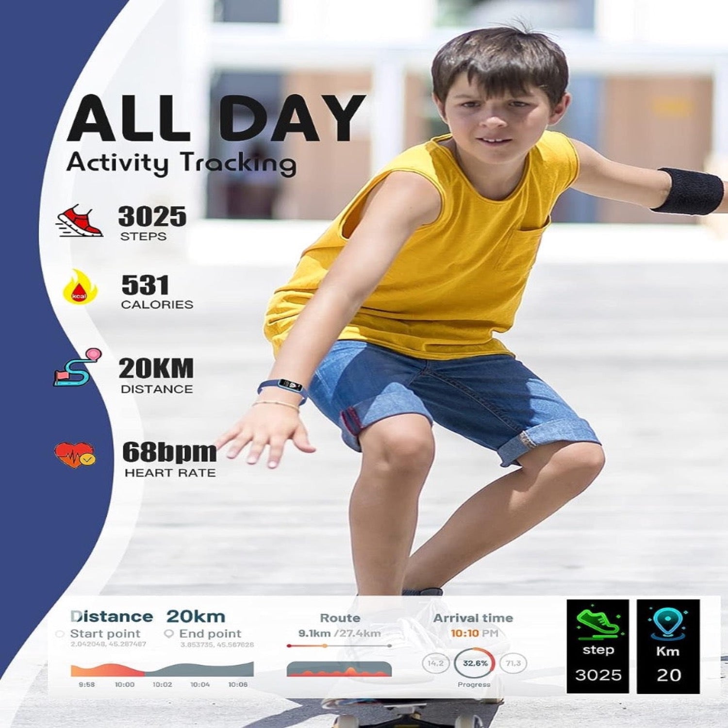 Ceas inteligent pentru copii KidzTrack Pro cu GPS și pedometru