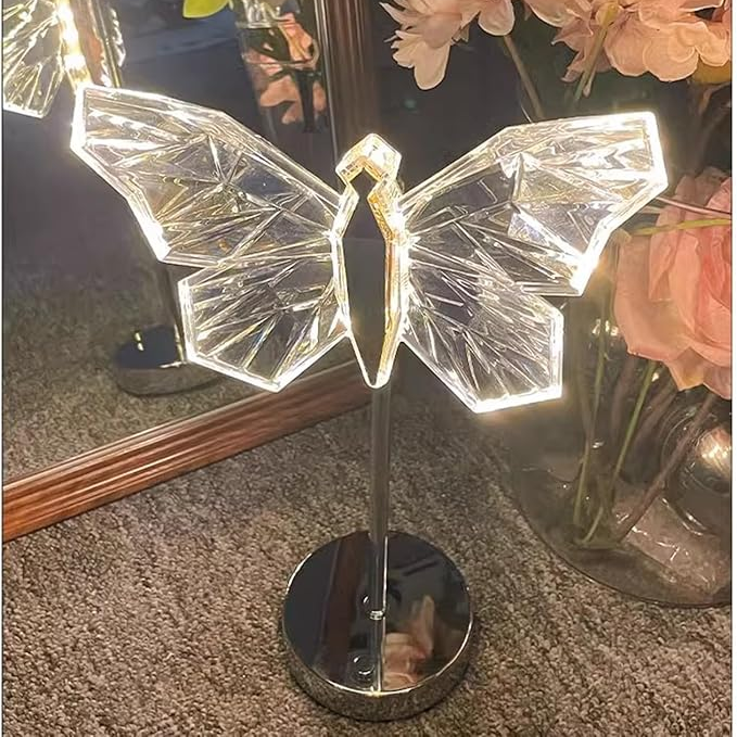 Lunara Crystal LED Butterfly Table Lamp For Bedroom