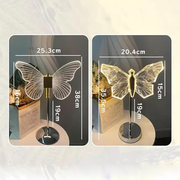 Lunara Crystal LED Butterfly Table Lamp For Bedroom