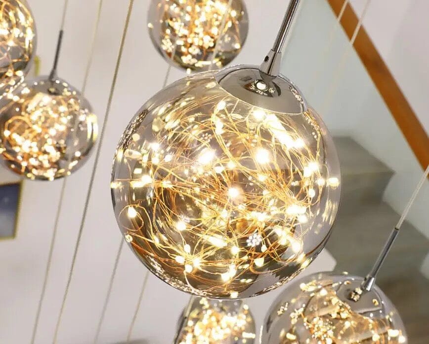 AuroraNova Glass Ball Staircase Chandelier for Stairs