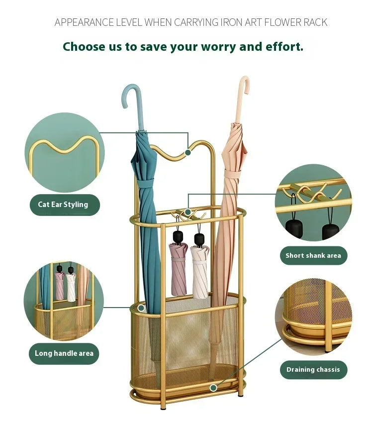 Porte-parapluie en métal LineaVero avec bac à eau intégré