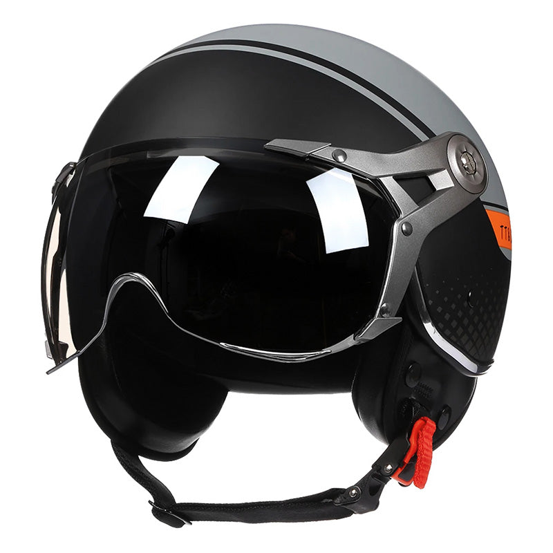 VeloNova Vintage Rennfahrerhelm mit Blasenvisier-Schutzschild