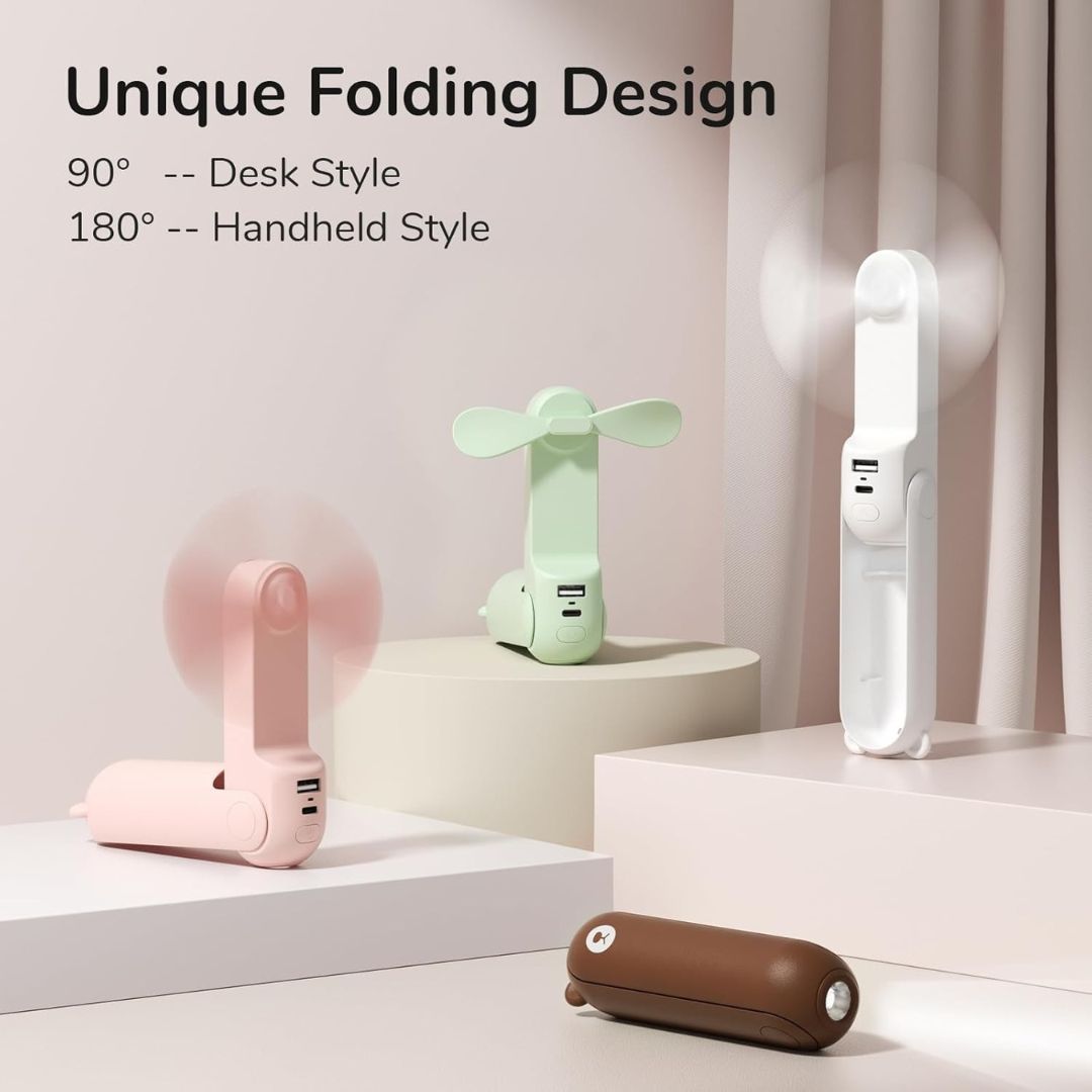 BreezyGo 3-In-1 Travel Mini Fan With LED And USB Power