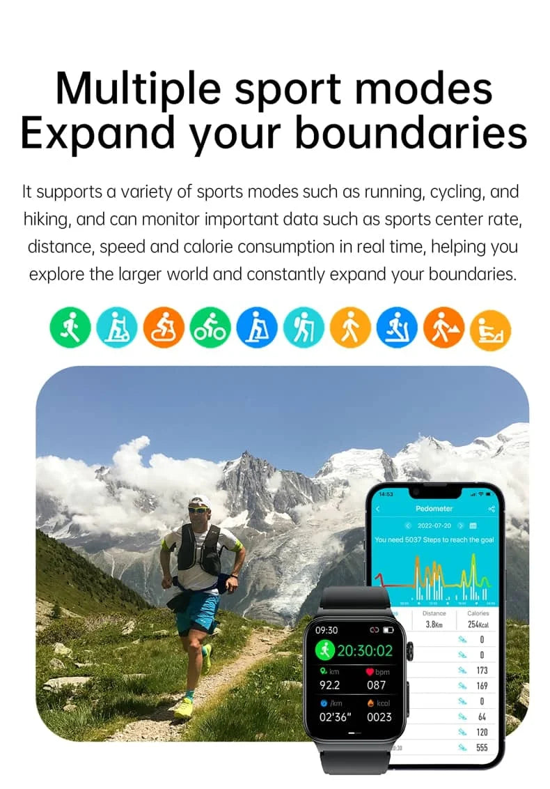 VitalTrack オールインワン スマートウォッチ ECGおよびグルコーストラッカー付き