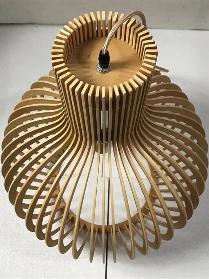 Nordic Wood Cage Pendant Light with Adjustable Cord