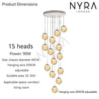 AuroraNova Glass Ball Staircase Chandelier for Stairs