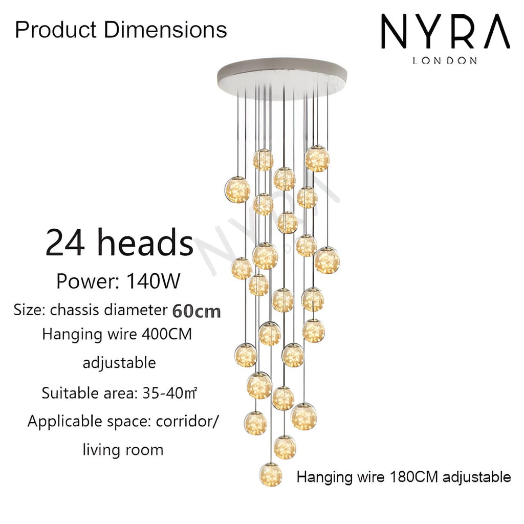 AuroraNova Glass Ball Staircase Chandelier for Stairs