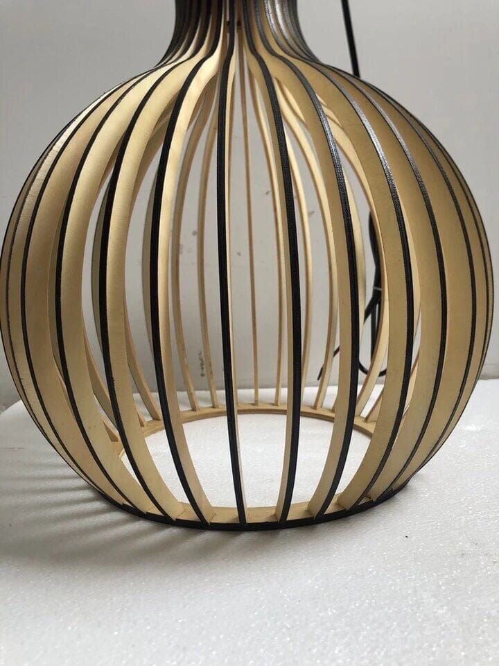 Nordic Wood Cage Pendant Light with Adjustable Cord