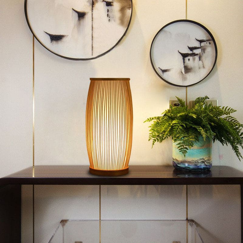Bamboo Table Lamp - Rustic Natural Slat Design, Versatile Night Light & Desk Lamp for Home Decor 3