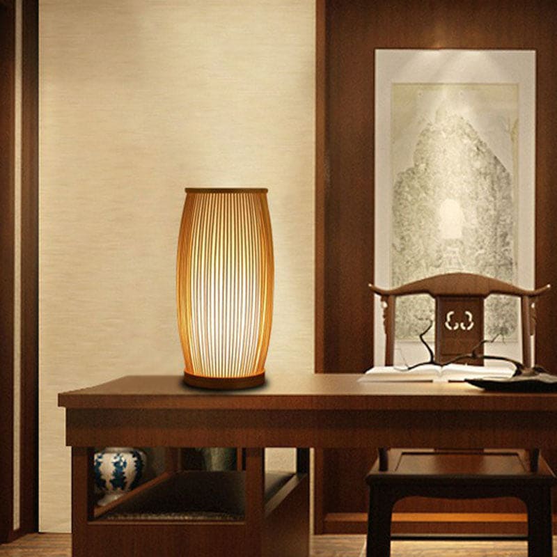 Bamboo Table Lamp - Rustic Natural Slat Design, Versatile Night Light & Desk Lamp for Home Decor 4
