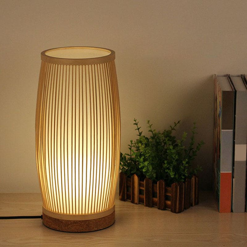 Bamboo Table Lamp - Rustic Natural Slat Design, Versatile Night Light & Desk Lamp for Home Decor 5