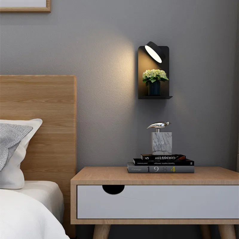 GlowNest LED Wall Light With Shelf Soft Bedroom Glow