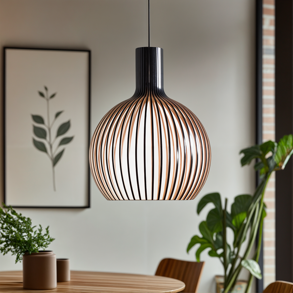 Nordic Wood Cage Pendant Light with Adjustable Cord