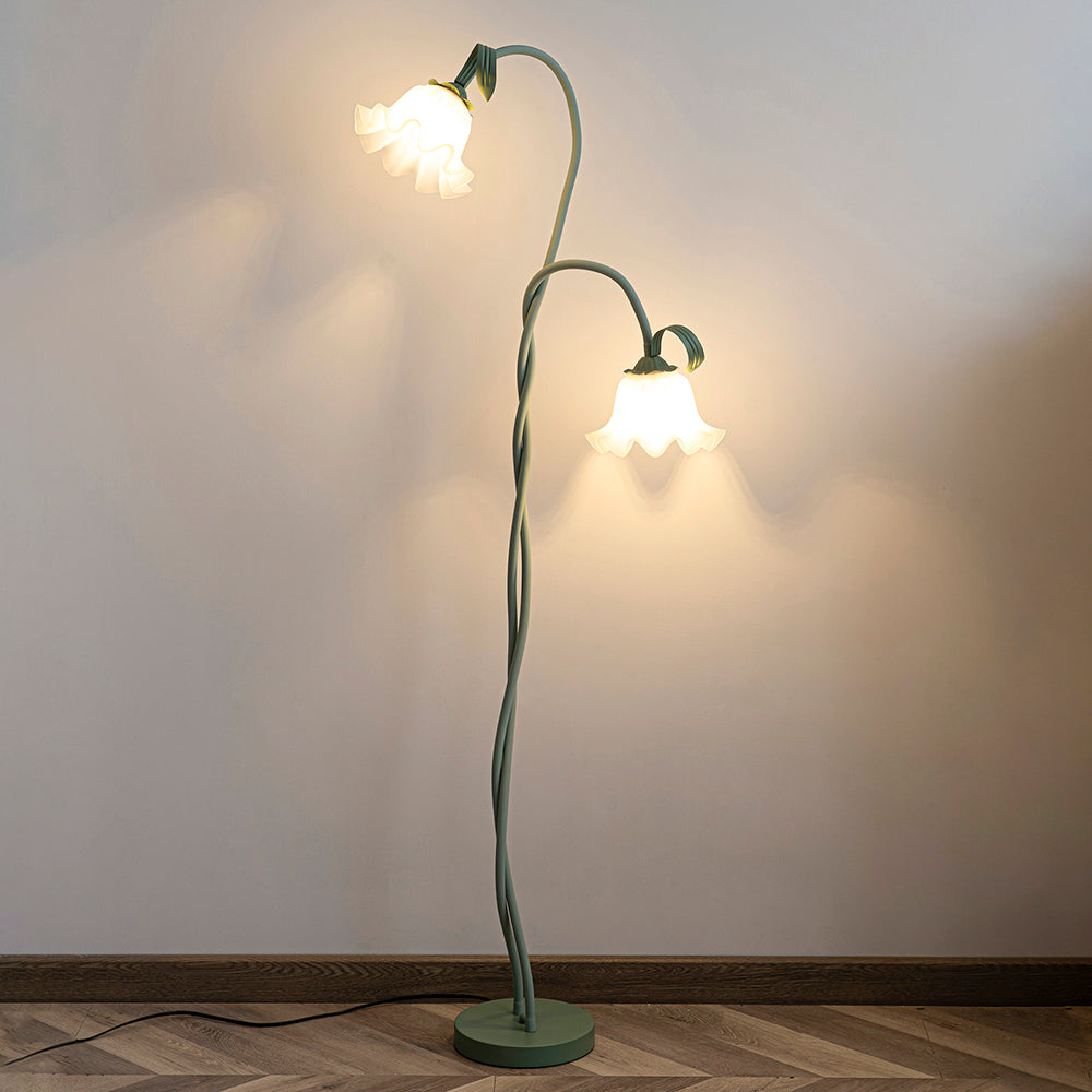 Modern Calla Flower LED Floor Lamp in Green Matte Finish