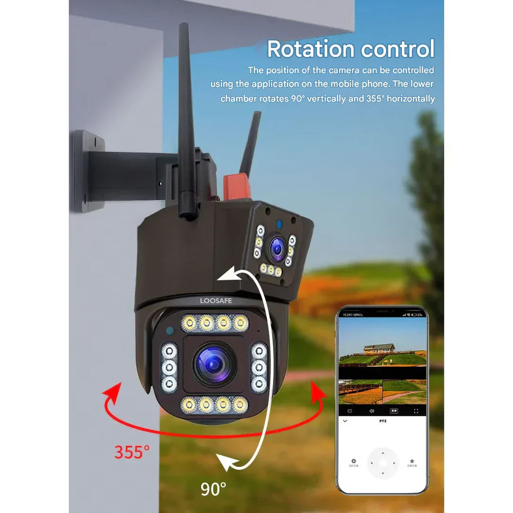 Fenlor Solar 4K Wireless Security Camera With Dual Lens, 10x Zoom, 4G Or WiFi Connectivity, Self Powered