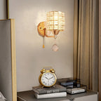 GleamAura Bedroom Crystal Wall Sconce With Pull Chain