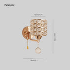 GleamAura Bedroom Crystal Wall Sconce With Pull Chain