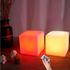 LumenOak LED Cube Lamp | Walnut & Frosted Glass Glow