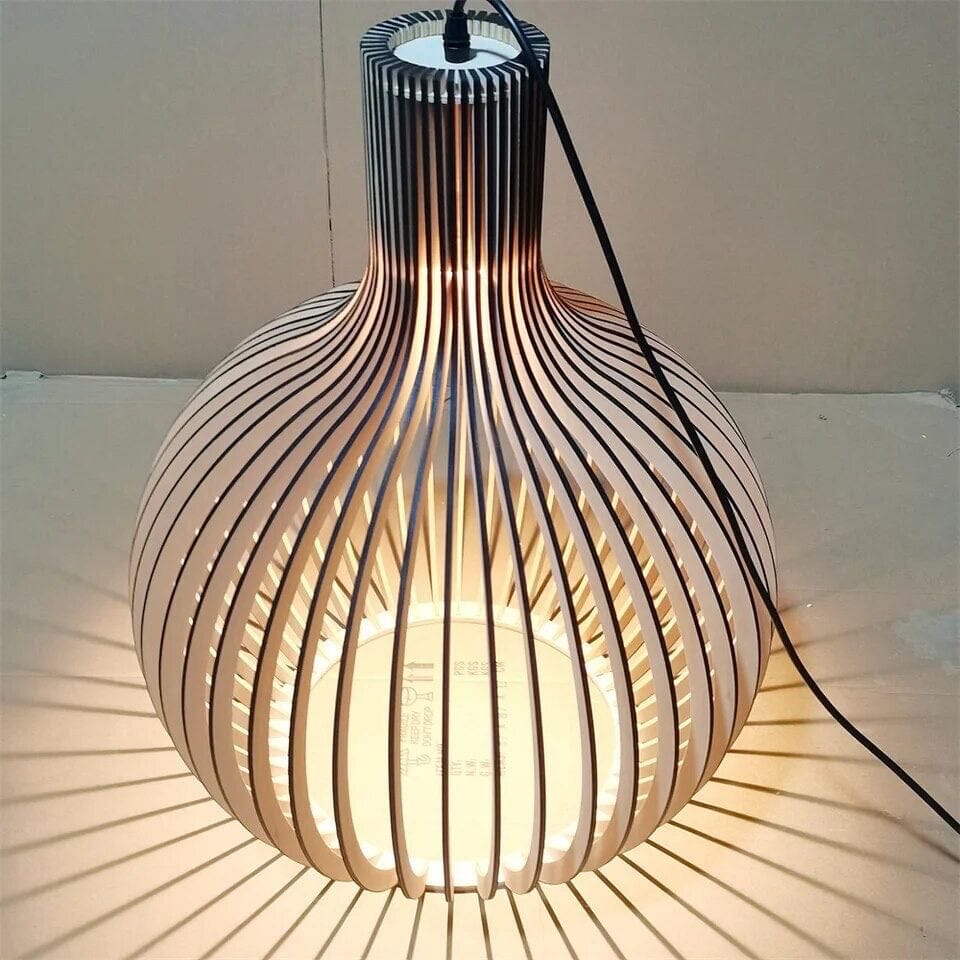 Nordic Wood Cage Pendant Light with Adjustable Cord