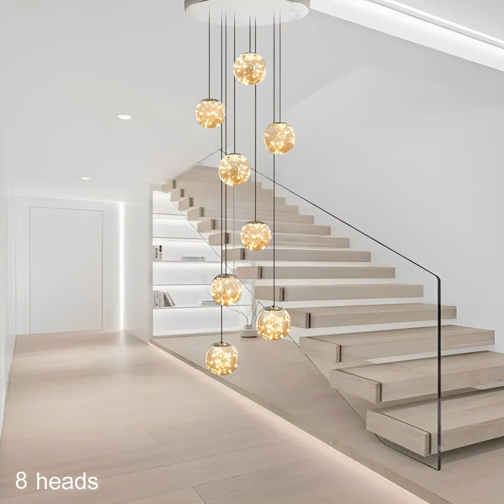 AuroraNova Glass Ball Staircase Chandelier for Stairs