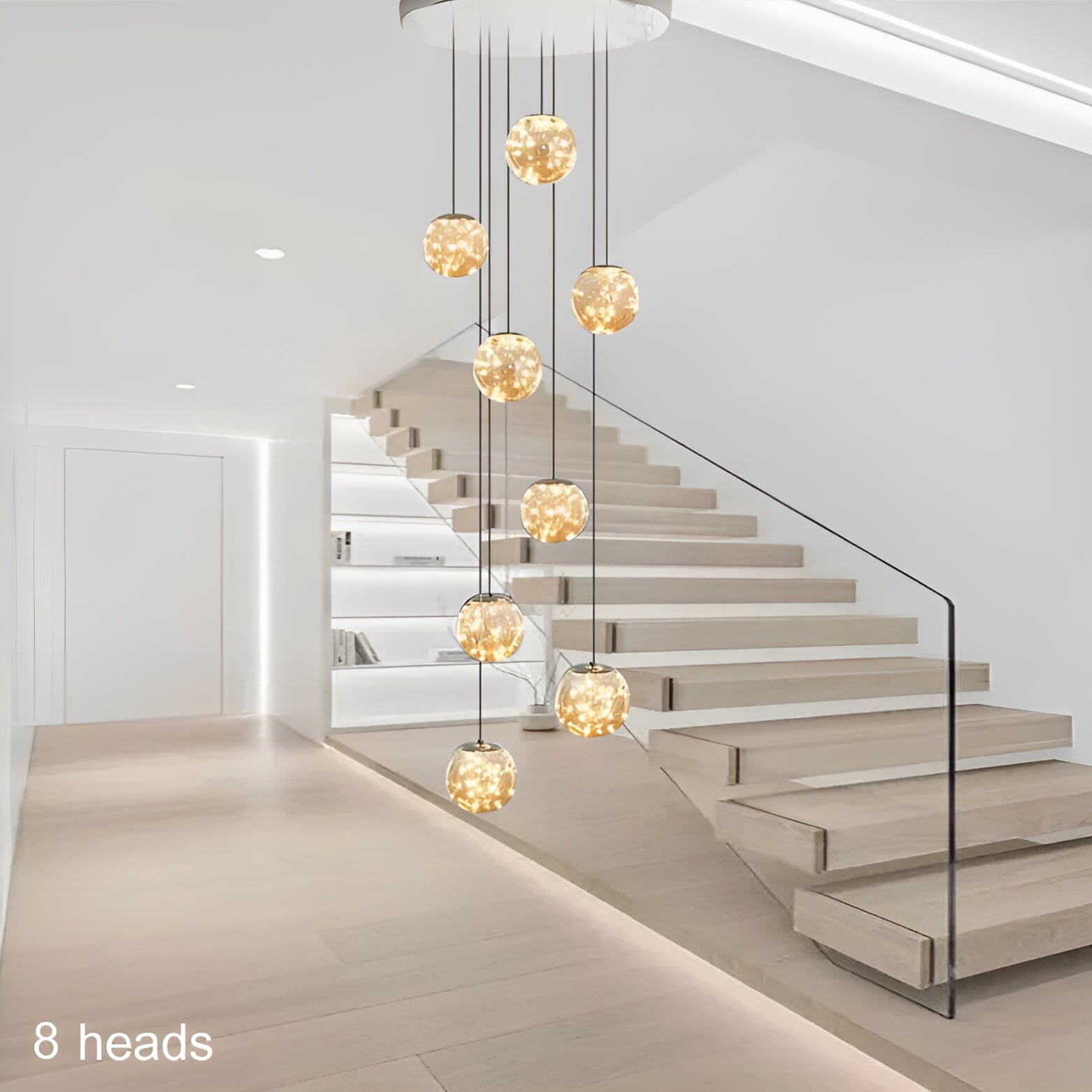 AuroraNova Glass Ball Staircase Chandelier for Stairs