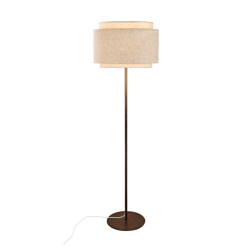Elegant Beige Brass Floor Lamp – Modern Standing Lamp for Living Room with Fabric Shade 0