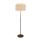 Elegant Beige Brass Floor Lamp – Modern Standing Lamp for Living Room with Fabric Shade 0