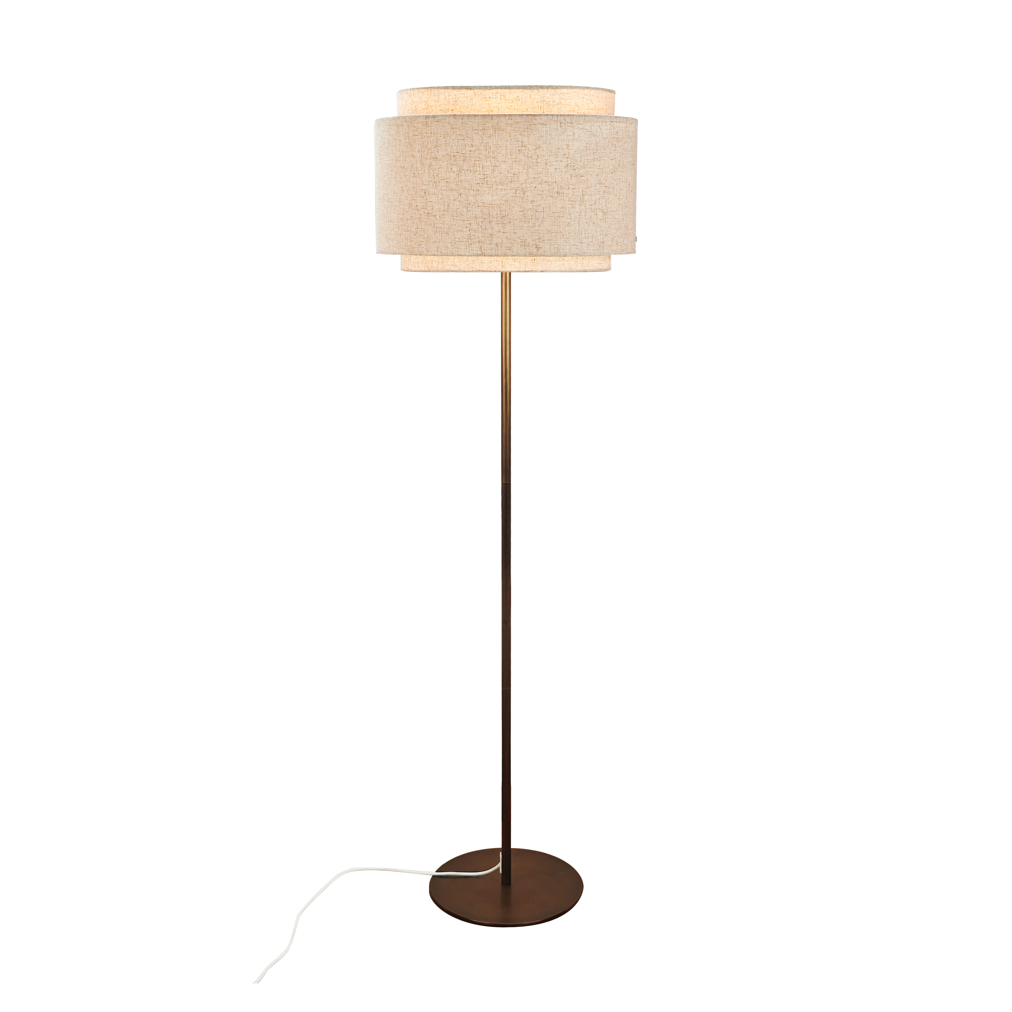 Elegant Beige Brass Floor Lamp – Modern Standing Lamp for Living Room with Fabric Shade 0