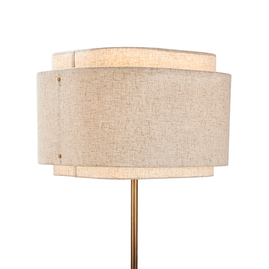 Elegant Beige Brass Floor Lamp – Modern Standing Lamp for Living Room with Fabric Shade 2