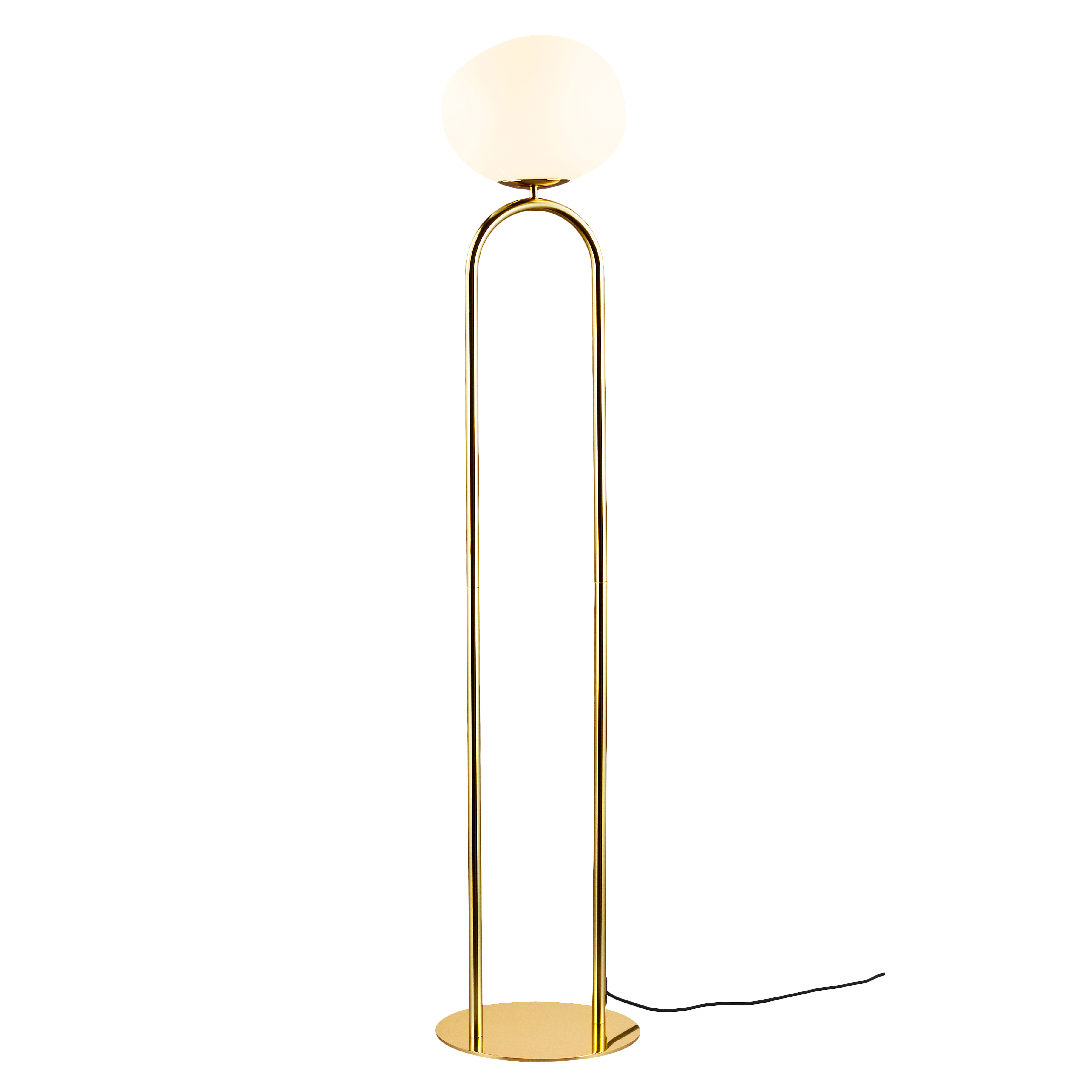 Elegant Brass Floor Lamp with Asymmetrical Opal Glass Shade for Soft Lighting – Modern Standing Lamp for Living Room 0