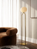 Elegant Brass Floor Lamp with Asymmetrical Opal Glass Shade for Soft Lighting – Modern Standing Lamp for Living Room 1