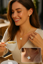 Liora Adjustable Clover Jewelry Set For Women Nickel Free Delicate Necklace And Earrings Stylish Gift