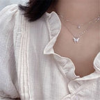 Liora Sterling Silver Butterfly Necklace Set With Polished Butterfly Pendant And Adjustable Chains