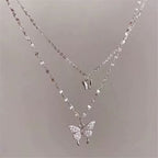 Liora Sterling Silver Butterfly Necklace Set With Polished Butterfly Pendant And Adjustable Chains