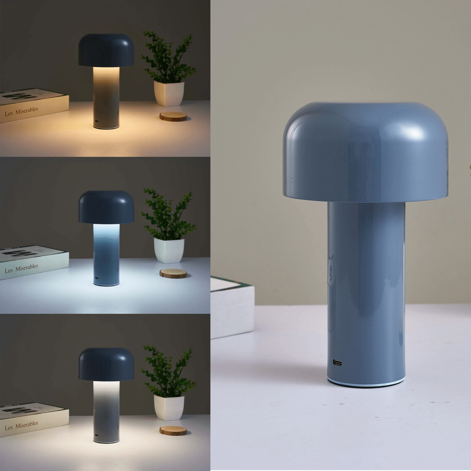 LumiMush Cordless Rechargeable Mushroom Bedside Table Lamp