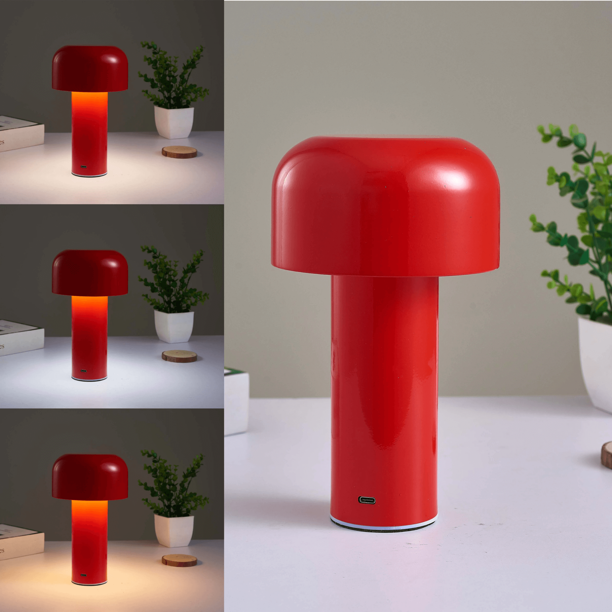 LumiMush Cordless Rechargeable Mushroom Bedside Table Lamp
