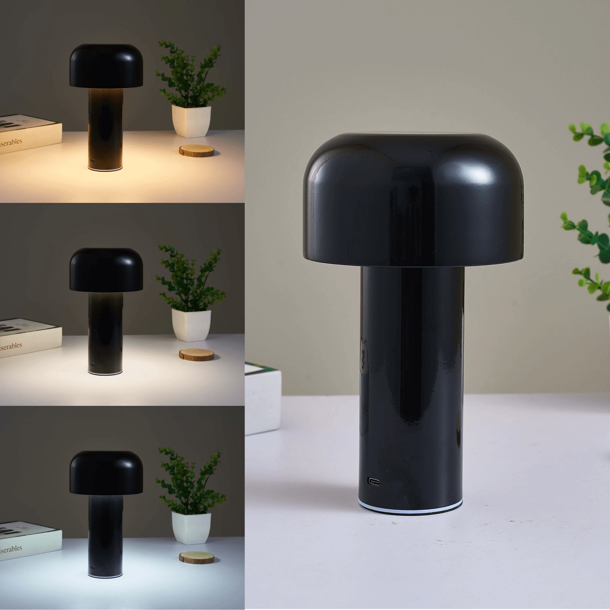 LumiMush Cordless Rechargeable Mushroom Bedside Table Lamp