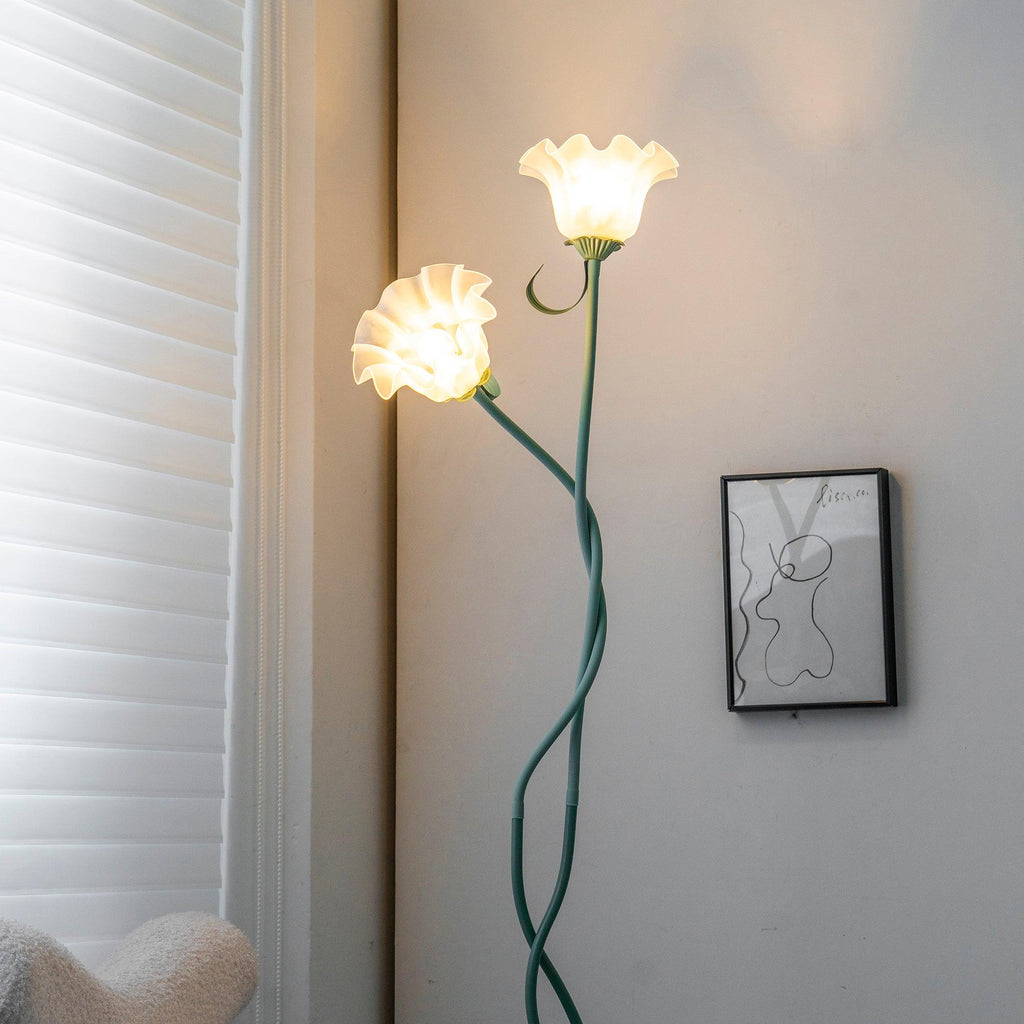 Modern Calla Flower LED Floor Lamp in Green Matte Finish
