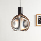 Nordic Wood Cage Pendant Light with Adjustable Cord