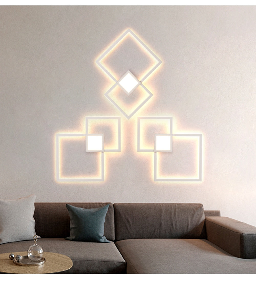 NyraLux Black White Square LED Wall Lamp for Living Room