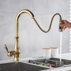 AuroraGleam Gold Kitchen Faucet With Pull-Out Spray