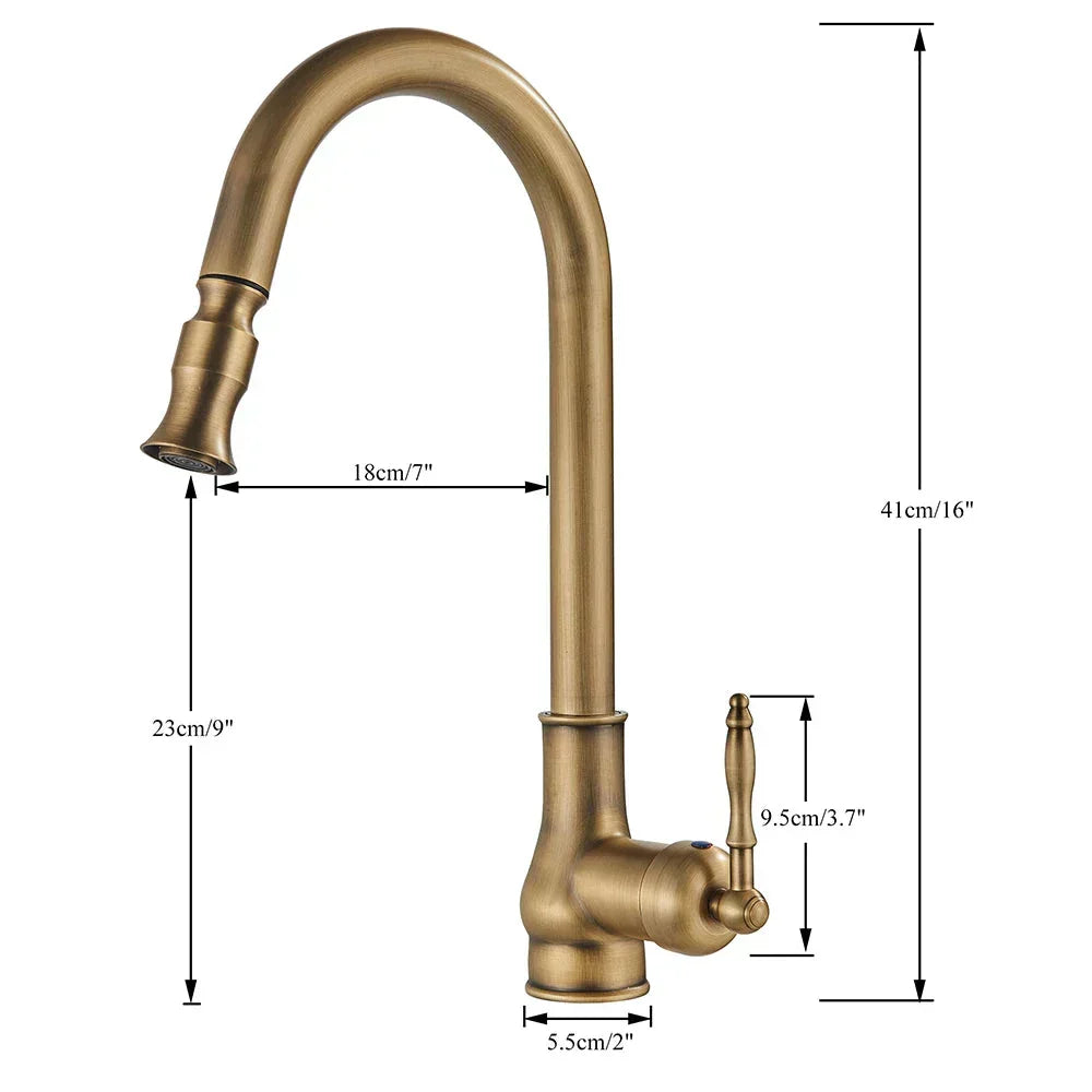 EraTap Antique Brass Kitchen Faucet with Swivel Spout